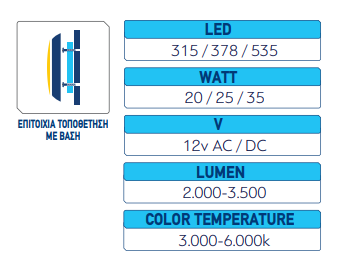ΦΩΤΙΣΤΙΚΟ FLAT INOX Ø225mm µε βάση 3