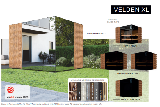 ΝΝ  Σάουνα με επένδυση καθρέπτη, VELDEN XL