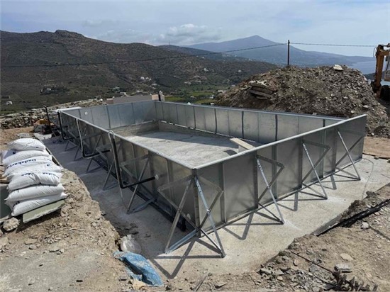Πισίνα Προκάτ με Υπερχείλιση Καταρράκτη στην Άνδρο - Έργο 16 2