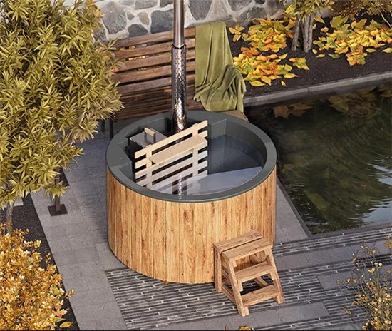Εξωτερικό Hot Tub με ξύλα και εσωτερική θερμάστρα για 3 άτομα 1