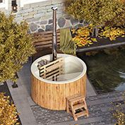 Εξωτερικό Hot Tub με ξύλα και εσωτερική θερμάστρα για 3 άτομα 6
