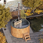 Εξωτερικό Hot Tub με ξύλα και εσωτερική θερμάστρα για 3 άτομα 9