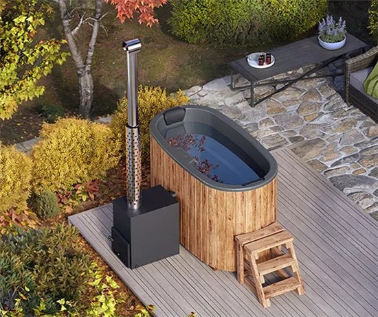Εξωτερικό Hot Tub με ξύλα από fiberglass, οβάλ για 2 άτομα 1
