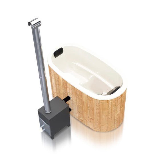 Εξωτερικό Hot Tub με ξύλα από fiberglass, οβάλ για 2 άτομα 3