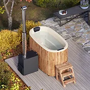 Εξωτερικό Hot Tub με ξύλα από fiberglass, οβάλ για 2 άτομα 6