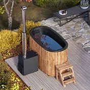 Εξωτερικό Hot Tub με ξύλα από fiberglass, οβάλ για 2 άτομα 7