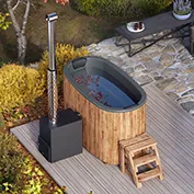 Εξωτερικό Hot Tub με ξύλα από fiberglass, οβάλ για 2 άτομα 9