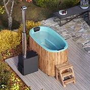 Εξωτερικό Hot Tub με ξύλα από fiberglass, οβάλ για 2 άτομα 10