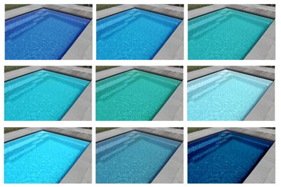 Πλακάκια Πισίνας, Αντιστοιχία χρώματος πλακιδίων σε πισίνα