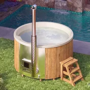 Στρογγυλό hot tub με ενσωματωμένη ξυλόσομπα για 5 άτομα 7