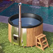 Στρογγυλό hot tub με ενσωματωμένη ξυλόσομπα για 5 άτομα 8