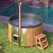 Στρογγυλό hot tub με ενσωματωμένη ξυλόσομπα για 5 άτομα 10