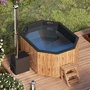 Για 9 άτομα Hot Tub με καύση ξύλου “Octa” από Fiberglass 10