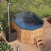 Για 9 άτομα Hot Tub με καύση ξύλου “Octa” από Fiberglass 12