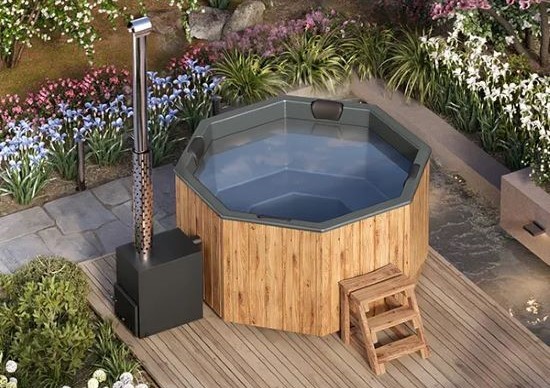 Για 7 άτομα Hot Tub με καύση ξύλου “Octa” από Fiberglass 8