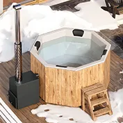 Για 6 άτομα Hot Tub με καύση ξύλου “Octa” από Fiberglass 8